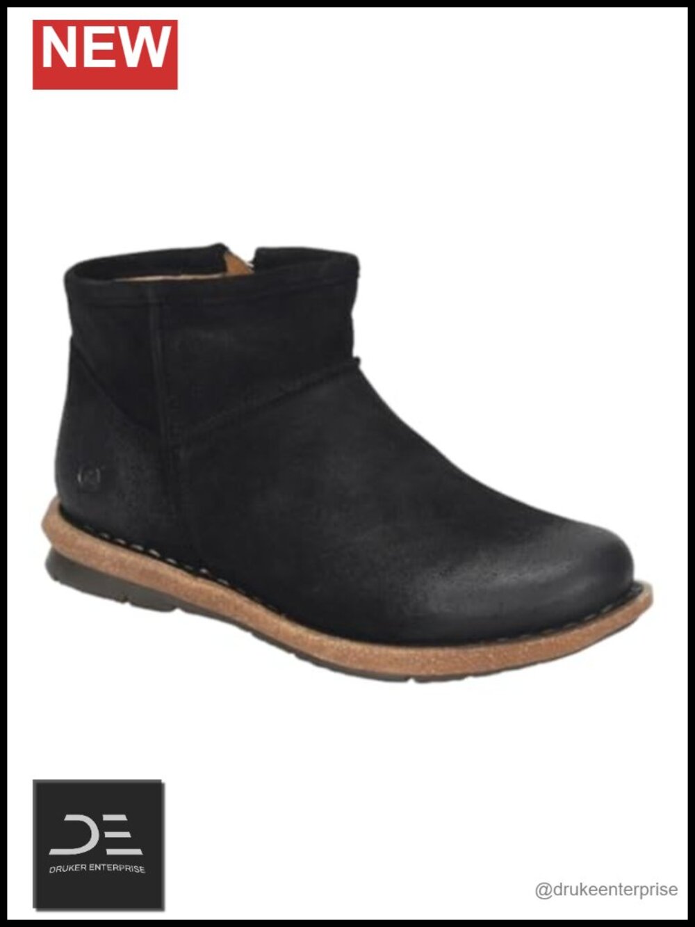 BORN Women's Tinley Ankle Boots Suede Leather Low Heel Zip
